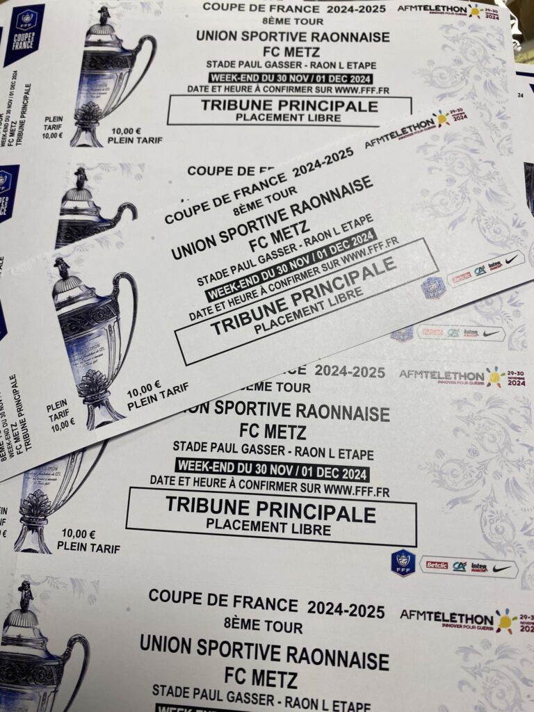 Coupe de France : La billetterie pour Raon L&rsquo;Etape – FC Metz est ouverte !