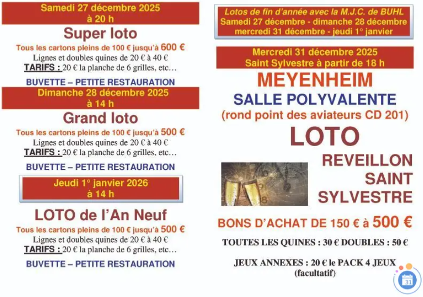 LOTO DU RÉVEILLON à MEYENHEIM