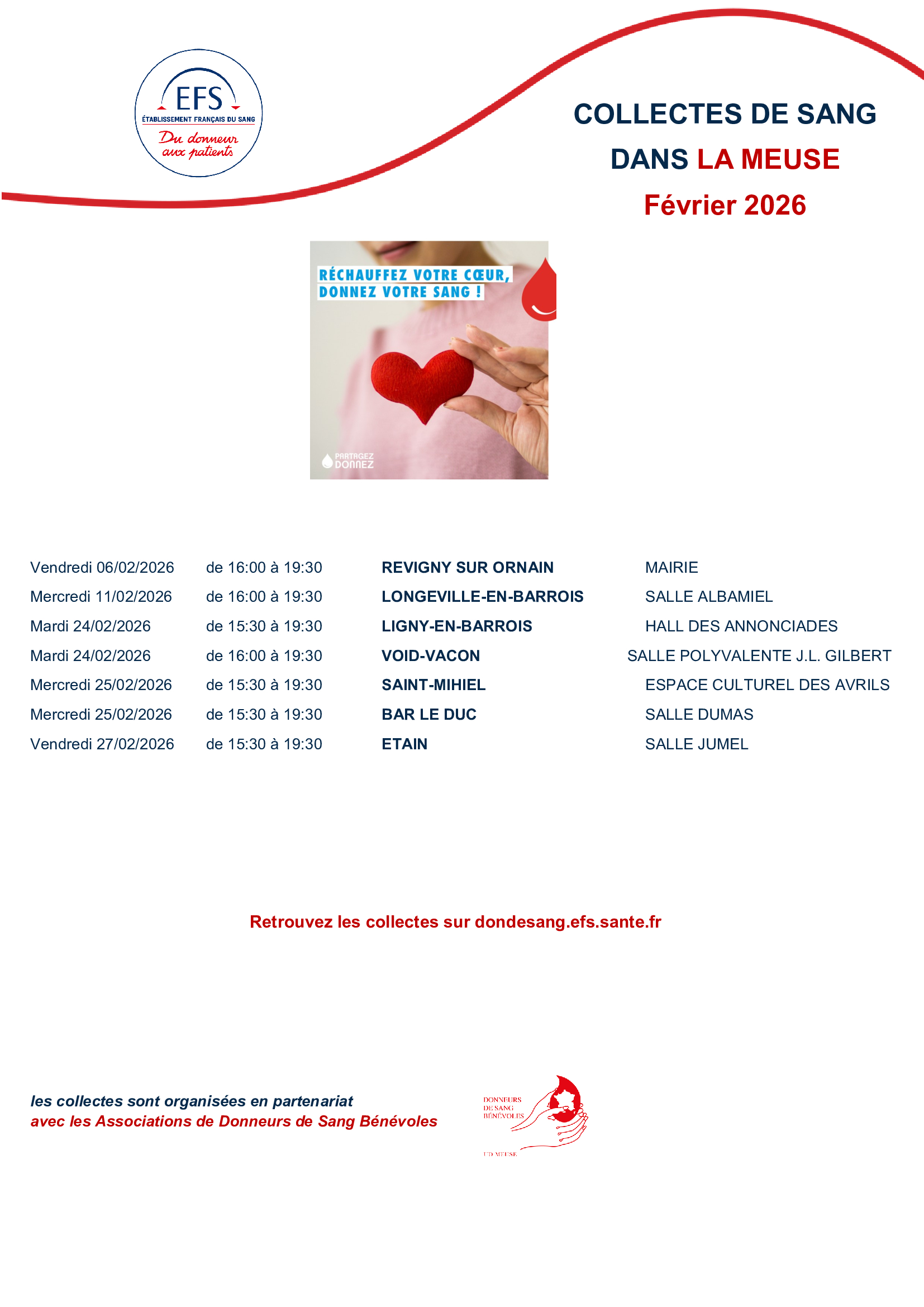 COLLECTES DE SANG DANS LA MEUSE EN FÉVRIER