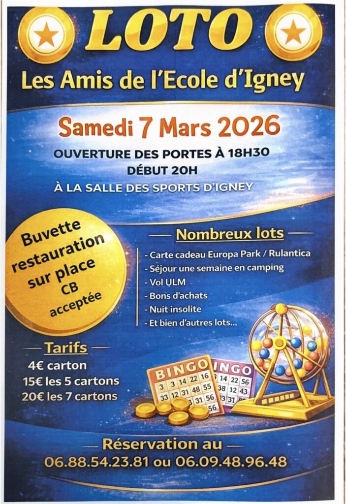 Loto des Amis de l’école d’Igney