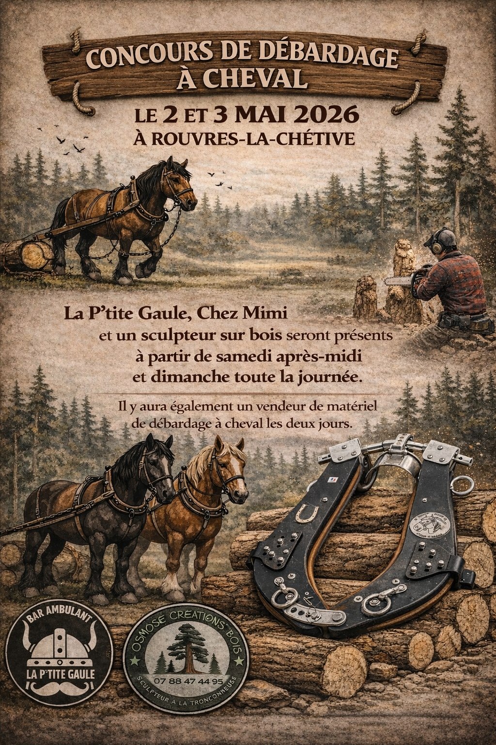 CONCOURS DE DÉBARDAGE à CHEVAL & MARCHÉ PRODUITS du TERROIR LOCAL à ROUVRES-LA-CHÉTIVE