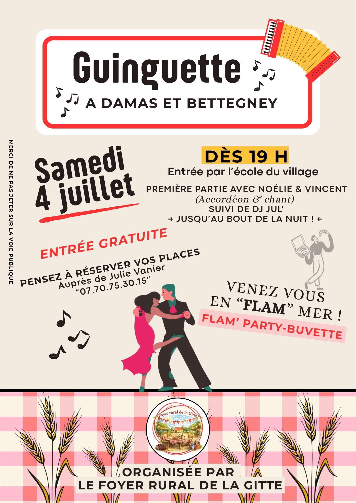 SOIRÉE GUINGUETTE à DAMAS ET BETTEGNEY