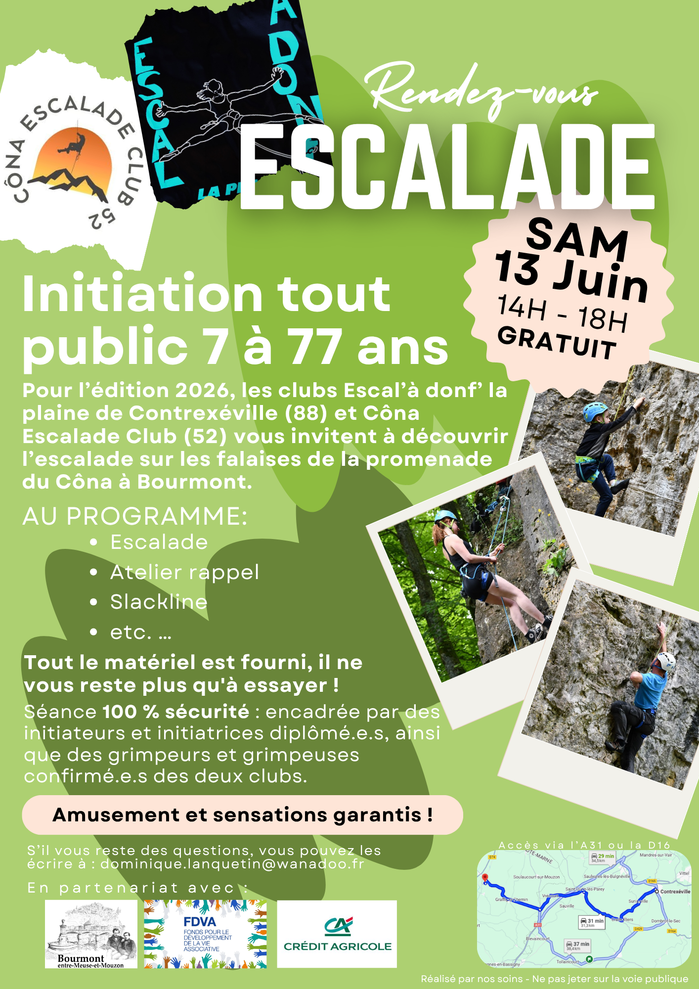 INITIATION A L&rsquo;ESCALADE SUR LES FALAISES DU CÔNA à BOURMONT